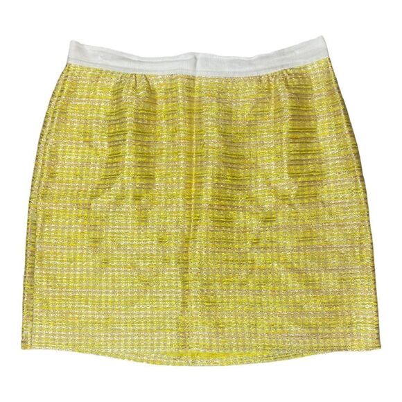 Kate Spade New York Yellow Tweed Knee-Length Skirt Size 12 Grosgrain Trim - Picture 5 of 10